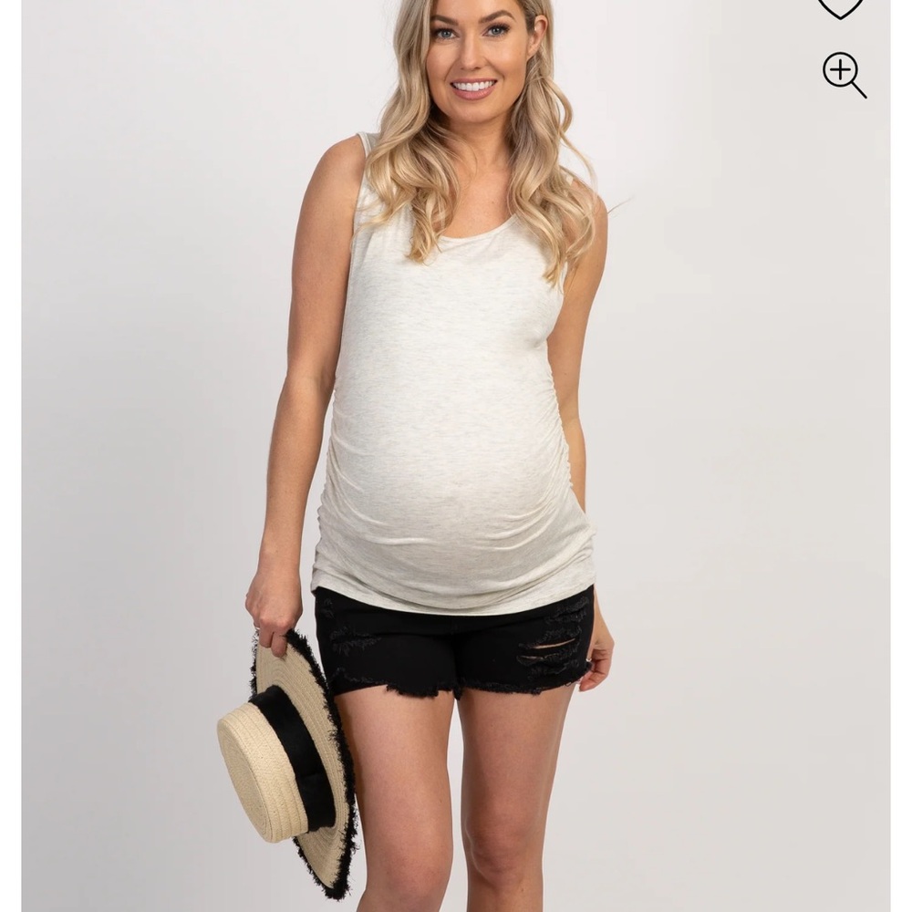 PinkBlush Black Distressed Raw Hem Maternity Jean Shorts